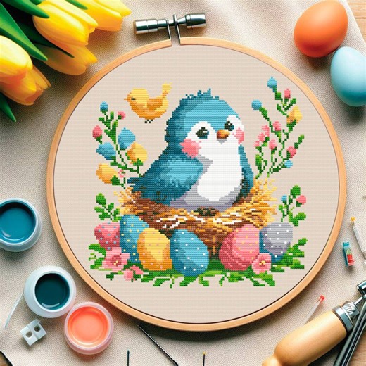 Easter Bird Cross Stitch Pattern: Harmony Spring Decor (PDF Download) - Etsy UK
