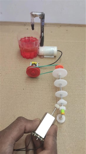 powering water pump with use Long soft DC motor and gear_Dc motor #tech #science