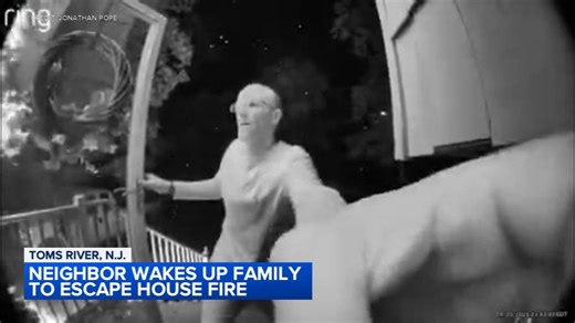 Video shows frantic moment neighbor alerts New Jersey family to house fire