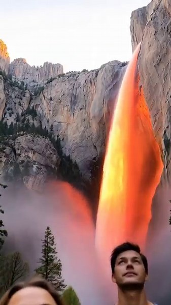 A Waterfall That Looks Like Fire? Real Footage
