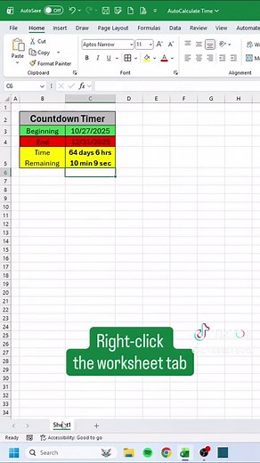 How to Create a Countdown Timer in Excel
