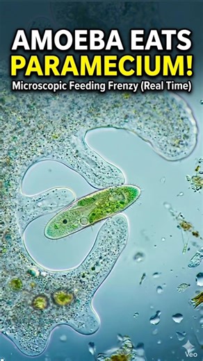 AMOEBA EATS PARAMECIUM! 🧬 (Microscopic Prey) #viralvideo