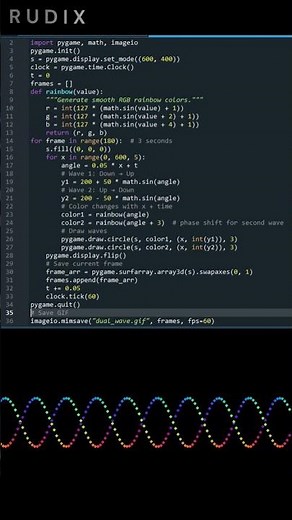 AI Dual Wave Simulation Multi Color Using Python