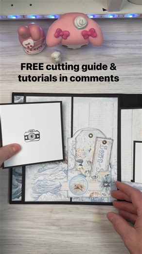 Ocean Spray FREE online folio class. Cutting guide download and tutorials linked in the comments Create with Scrimpingmommy #papercraftideas #photofolio #folio #freeonlineclass #memorykeeping #minialbum #scrapbooking #scrapbookingideas | Create with Scrimpingmommy