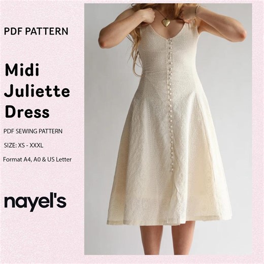 Midi Dress Sewing Pattern PDF Instant Download XS-XXXL | Open Back Prom Dress Pattern | Wedding Guest Summer Dress Sewing Pattern - Etsy UK