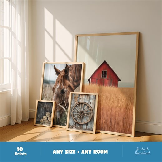 Rustic Farm Wall Art Set Vintage Barn Animal Prints Neutral Country Farmhouse Decor Bundle - Etsy