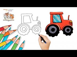 Cómo dibujar un Tractor y colorear | Dibujos de vehículos para niños