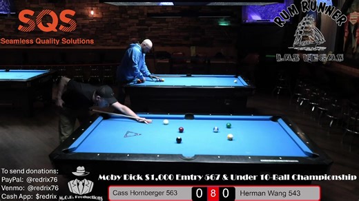 Sunday! 2026 Moby Dick $1,000 Entry 567 & Under 10-Ball at the Rum Runner, Las Vegas Race to 8 on winners and 7 on losers. Final is a race to 13 in the finals. BCAPL Rules 10-Ball. 3-Foul Rule in effect https://digitalpool.com/tournaments/2026-moby-dick-dollar1000-entry-567-and-under-bar-table-10-ball-championship-at-putters-and-rum-runner/bracket We appreciate you all for supporting the players. Any donations to the stream are appreciated. PayPal: @RedRix76 Venmo: @RedRix76 CashApp: $redrix | M