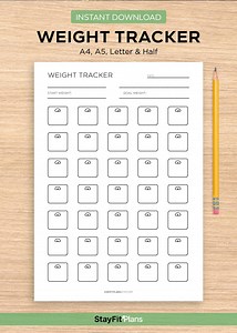 Minimalist Weight Tracker Printable | Smart Weight Goal Planner | A4 A5 Letter | PDF Download - Etsy