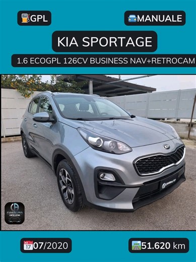 Cerchi un SUV pratico, sicuro e completo di tutto? La KIA Sportage 1.6 ECOGPL 126CV Business è pronta per te! 🛣️ KM 51.620 certificati – auto ufficiale italiana immatricolata 07/2020 💰 Prezzo: 18.200€ IVA inclusa ✅ Navigatore | ✅ Retrocamera | ✅ Barre tetto | ✅ Specchi richiudibili elettricamente ✅ Autoradio | ✅ Bluetooth / USB | ✅ Clima automatico | ✅ Cerchi in lega ✅ Cruise control | ✅ Sensori di parcheggio | ✅ Sensore luci & pioggia | ✅ ESP 💎 Garanzia 12 mesi valida su tutta la rete nazion