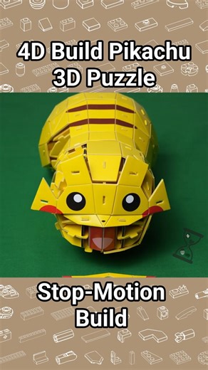 Pikachu 3D Puzzle Build | Stop-Motion Snippet #pokemon #pikachu #3dpuzzle #4dbuild #stopmotion