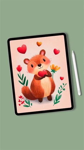 Tatiana on Instagram: "💖🦦I show you how to draw this adorable otter holding hearts in my newest video. We will start with an empty canvas and create our composition step by step. You can download the custom brushes and color palette in the video description free of charge. You can watch the full tutorial on my YouTube channel. Link in bio. ✨ #procreate #valentinesart #valentinesday #procreatetutorial #drawingtutorial #digitalart #otter #cuteartwork #cuteart"