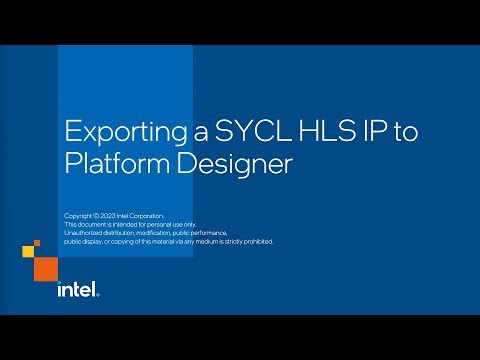 oneAPI FPGA Exporting IP to Platform Designer