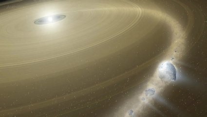 White dwarf spotted feeding on Pluto-like remains in distant system