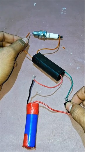 DIY Spark Plug Ignition Project ⚡ | High Voltage Experiment Using Battery 🔥#shorts