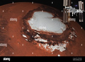 Space station near Mars planet of solar system somewhere in space. Science fiction. Elements of the image were furnished by NASA Stock Photo - Alamy