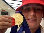 Ella Toone poses with her medal after Euro 2022 victory