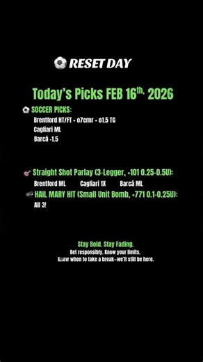 Feb 16 Soccer Picks – Reset Card