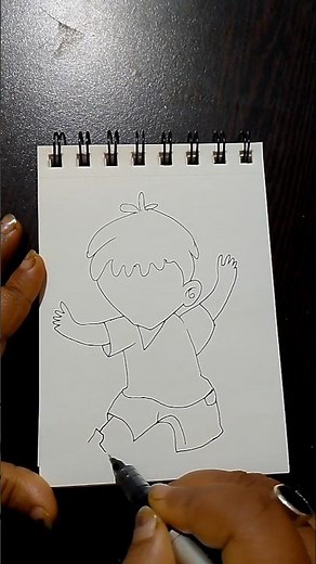 Happy Little Boy – Cute Cartoon Character Drawing#CuteDrawing#CartoonArt#KidsIllustration#HappyBoy
