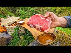 Primitive Meats Cooked on ROCKS in Nature | ASMR Relaxing Cooking