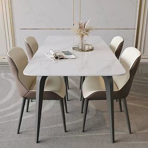 [Hot Item] Luxury Marble Top Steel Dining Table Sets 10 Seater Marble Dining Table