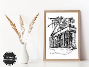 Madewood Plantation Haus, Digitaldruck von Originalkunstwerk, Hand gezeichnetes historisches Haus im Süden, Architekturkunst, Louisiana House - Etsy.de