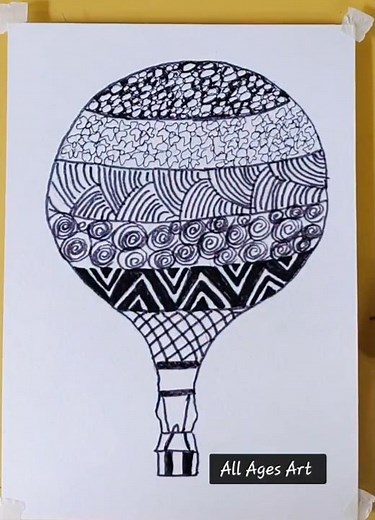 Hot Air Balloon Drawing with Easy Patterns