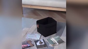 Felt Storage Basket, Folded Closet Storage Bins Large Capacity Cube Storage Bin with Hanger, Multifuctional Storage Bins for Shelves, Clothing, Books, Shoes (light gray)