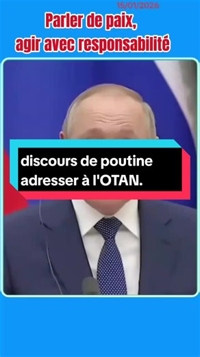 Dans ce discours, Vladimir Poutine met en garde contre les contradictions entre les déclarations de paix et les actes militaires de certains pays européens, en particulier la France. Il souligne les risques d’une escalade progressive nourrie par des signaux politiques et stratégiques mal maîtrisés, rappelant que l’Histoire européenne a déjà montré les conséquences de telles dynamiques. Affirmant que la Russie ne recherche pas la confrontation, il insiste néanmoins sur la nécessité de fermeté fac