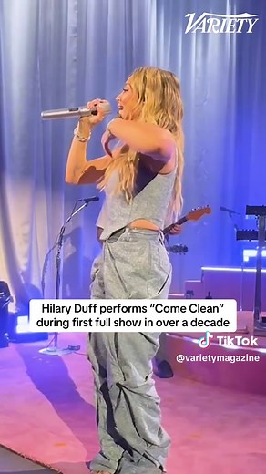 #HilaryDuff performs her 2003 hit “Come Clean” during her first headline show in 18 years, kicking off her Small Rooms, Big Nerves tour at London’s O2 Shepherd’s Bush Empire. — 📸: Christopher Polk