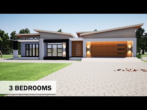 3 Bedroom plan | Butterfly roof house Design | 19mx17m