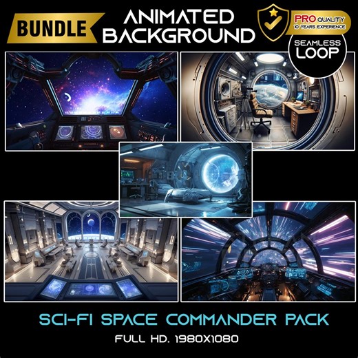 Sci-Fi Space Stream Bundle  5 Animated Backgrounds Pack