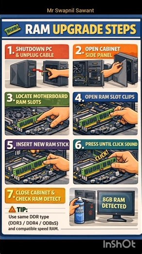 RAM upgrade steps | how to upgrade RAM #computer #laptop #ram #upgrade #pcgaming #ramupgrade