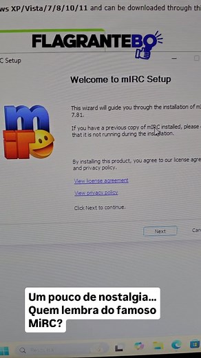 Hoje, se você se lembra do MiRC, provavelmente já está sentindo dor nas costas! 😅 Sucesso absoluto nos anos 2000, o MiRC era a plataforma de conversa através de IRC que reunia uma galera animada, trocando ideias e memes (mesmo sem saber o que eram memes ainda). Lembra dos canais que tinha ? #saint_jose #barbacena #CTR entre outros . Qual era o seu nickname? O Flagrante BQ recebeu informações de que o MiRC está de volta e disponível para baixar no computador! 😱 Então, entramos na onda e criamos