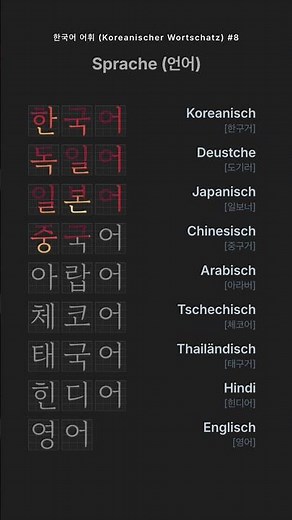 Level 0 | Koreanischer Wortschatz #8 🇰🇷 | Sprachen auf Koreanisch