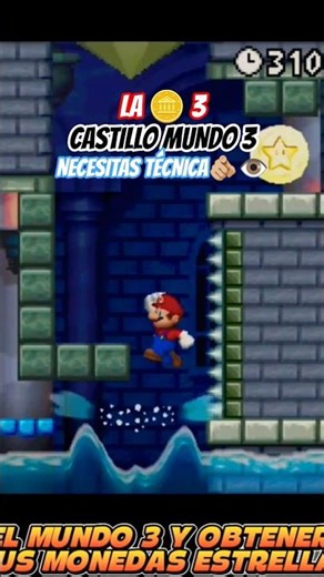 ¿Cómo Conseguir FÁCIL la Moneda Estrella 3 Castillo Mundo 3 en New Super Mario Bros? NDS Guía