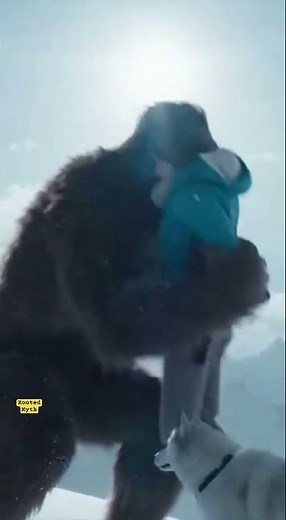 Mythical Creature Bigfoot Saves Woman and Husky from Collapsing Snow Ridge | Survival Horror