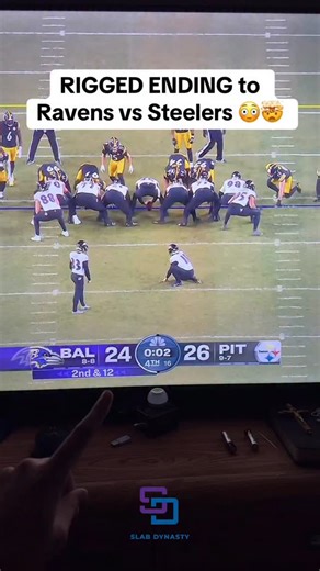 Joey Sam on Instagram: "RIGGED ENDING to Ravens vs Steelers 😳🤯 Follow @slabdynastycards a next level sports-card platform, that pays out 92% cash on all buyback offers. Use code JOEYSAM for 20% off #nfl #nflfootball #nflhighlights #ravens #steelers"
