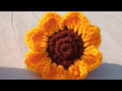 Handmade Crochet Sunflower Hair Tie Beginner tutorial