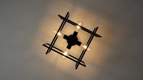 WILON Black Ceiling Light Fixture, Modern Square Semi Flush Chandelier Ceiling Lamp for Kitchen Dining Room Bedroom Laundry Room Living Room (4 Lights)