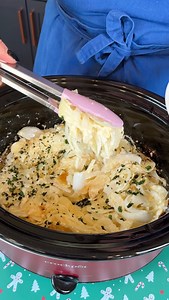 284K views · 997 reactions | The best crockpot side dish Jen makes a caramelized onion scalloped potato side for the holidays! | Family Style Cooking | Facebook