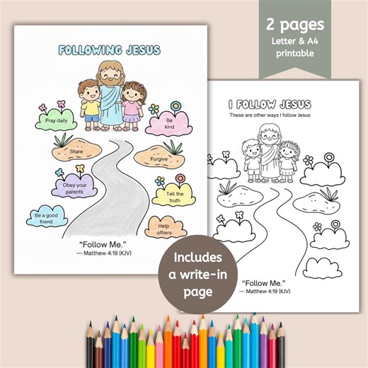 Following Jesus Coloring and Activity Pages, Sunday School Lesson, PDF Printable - Etsy