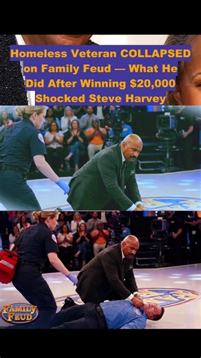 Homeless Veteran COLLAPSED on Family Feud — What He Did After Winning $20,000 Shocked Steve Harvey #drama #usa #steveharvey