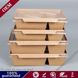 [Hot Item] Disposable Take Away Take out Snack Fried Chip Chicken Sush Box Kraft Paper Packaging Box with Double Partition