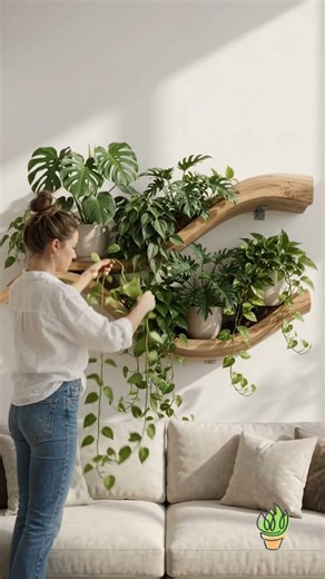 How to Build a Wave Wooden Plant Shelf with Fairy Lights 🪵🪴💡