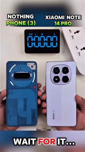 😳🪫NOTHING PHONE (3) VS XIAOMI NOTE 14 PRO CHARGING TEST 😳🪫#techshorts #youtubeshorts #smartphone