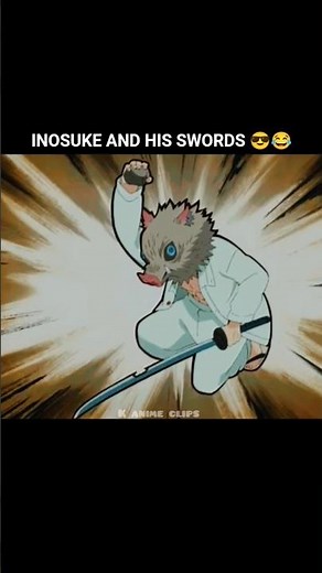 Inosuke breaking his own sword 💀🤣 #demonslayer #shorts