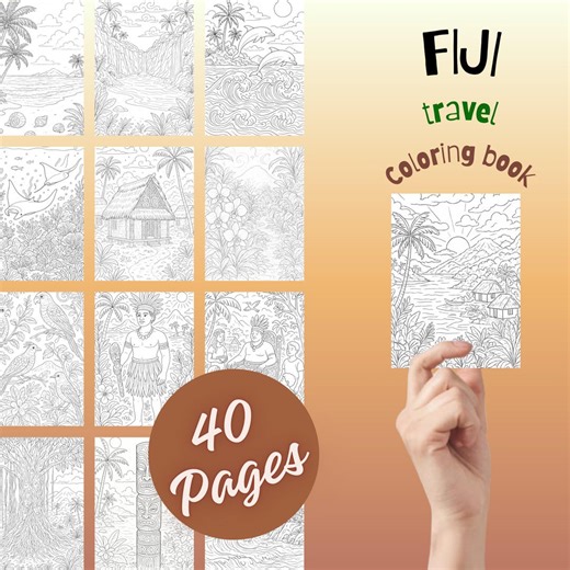 Fiji Coloring Pages for Kids & Adults – Tropical Island Printable PDF – Whimsical Travel Coloring Book – Homeschool Geography Activity - Etsy UK