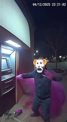 ATM Robber Gets Dyed Red Before Cops Arrive 🚓🏧 #CaughtOnCamera #atmfail #cctv