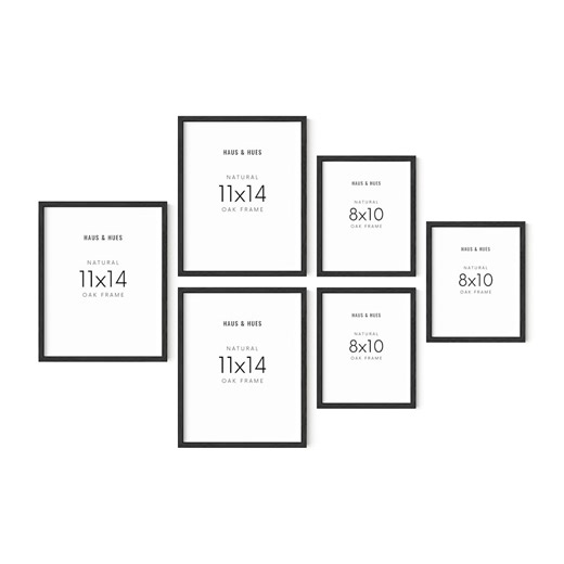 Black Gallery Wall Picture Frames: Oak Wood, Set of 6 (8x10, 11x14) - Etsy